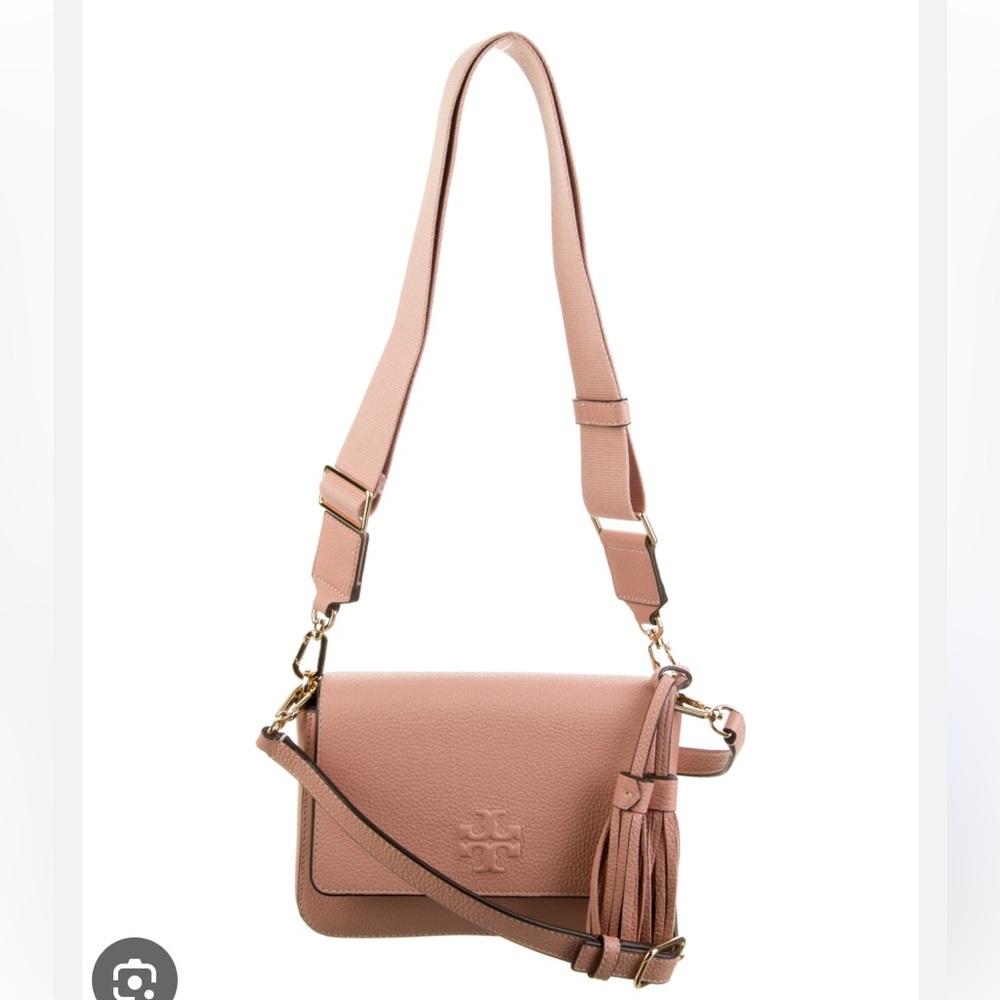NWT Tory Burch Pebbled Leather Thea Web Flap Crossbody Bag $395
